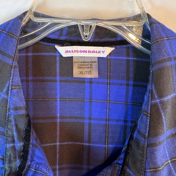 Y2K Allison Daley Metallic Stripe Button Shirt XL – Soft Grunge Officecore - Picture 2 of 3